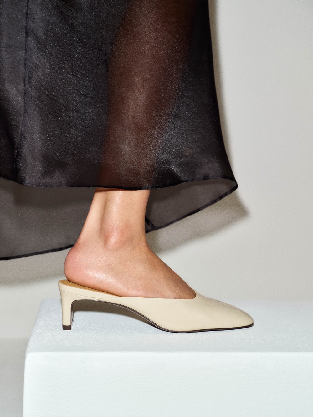 Reformation Cream Slip-On Heeled Mules